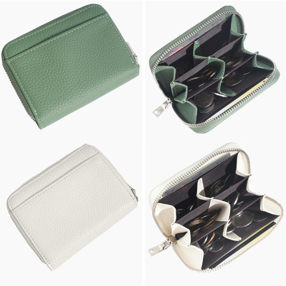 Genuine Leather Woman Short Wallet RFID Blocking Coin Purse Portable Credit Card Holders  Gift