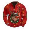 Mens Christmas Sweater Zip Up Sweatshirts Vintage Knit Graphic Sweatshirt Xmas Stand Collar Pullover