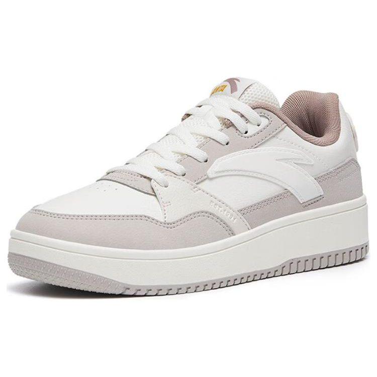 Anta 982GZ Synthetic Leather Low Top Slip Resistant Cushioning Abrasion Resistant Skateboard Shoes Women's White Gray 122318063-3