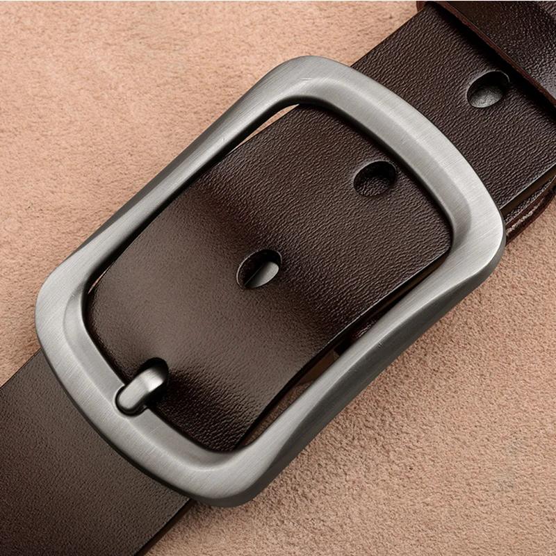CEXIKA Real Cow Genuine Leather Belt Men Plus Size 120 130 140 150 160 170cm Cowboy Cowskin Pin Buckle Waist Belts for Jeans