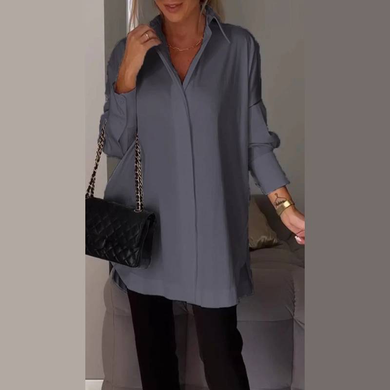 Minimalist Polyester Blouse With Puff Sleeves For Casual Spring Wear