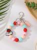 Silicone Beaded Bracelet Keychain with Tassel
