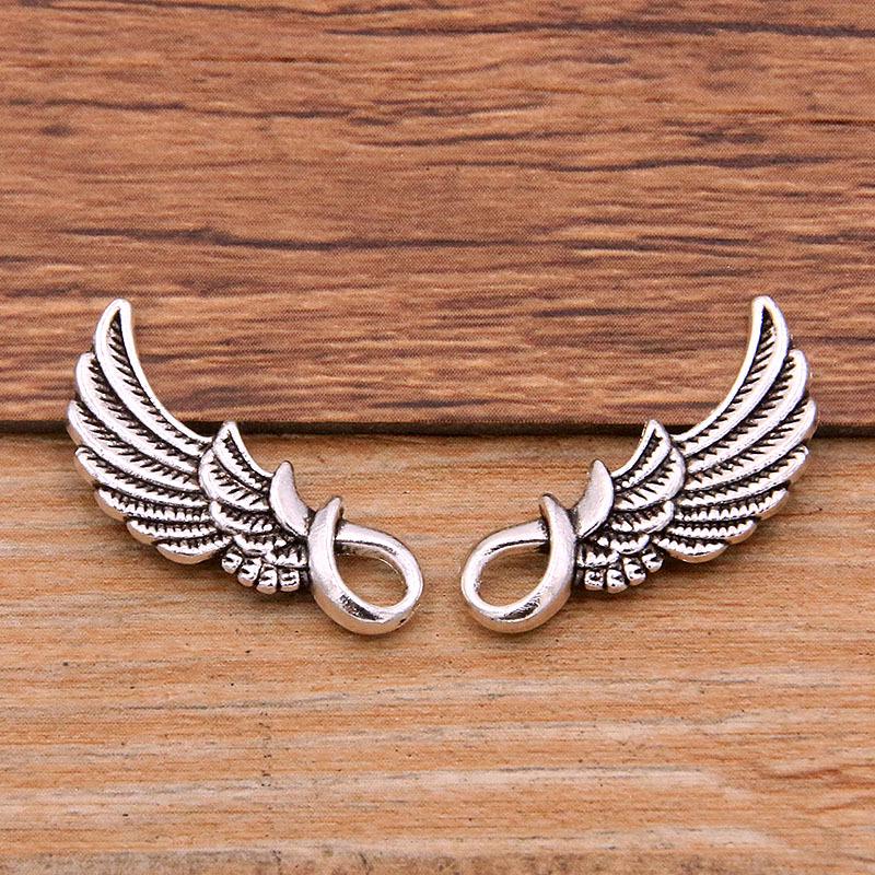 Retro Alloy Wing Pendant for DIY Jewelry, 24x10mm, 1262