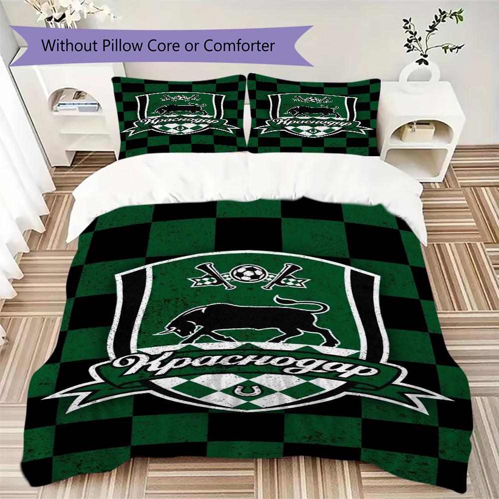 Fc Krasnodar Pattern Bedding uilt Set uilt Cover Pillowcase Home Decoration Birthday Gift (1*duvet cover + 2*pillowcase without core)