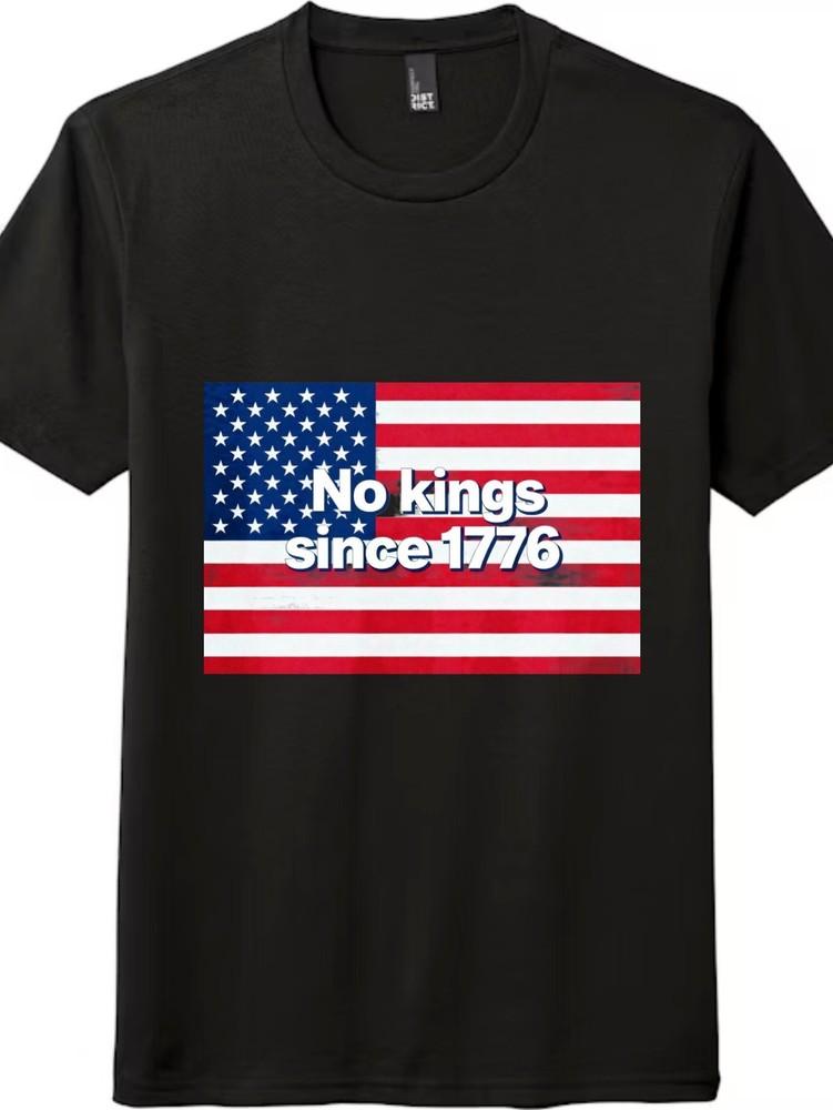 

No Kings Since 1776 Flag Tee,Unisex Casual Trendy Patriotic T-Shirt for Daily S