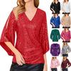 New Loose Long Sleeve Shiny T-Shirt Women Sleeveless Set