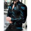 Men's Printed Long Sleeve Button Down Shirts Turn Collar Nightclub Casual Camisas Hombre Plus Size Streetwear Fashion Top