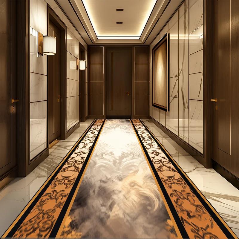 Luxuriöser Gold Flur Teppich Rutschfest Waschbar Läufer Durchgang Weicher Teppich Außen Gang Die Lange Diele Matte Anpassbar