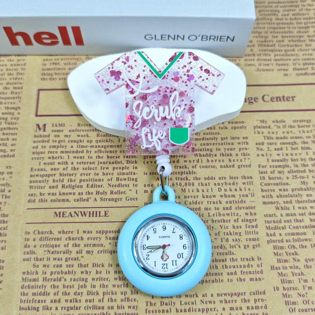 Shiny Cartoon Nurse & Doctor Badge Reel with Retractable PVC Pocket Watch Clip