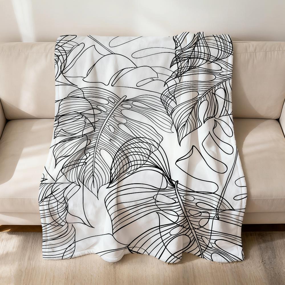 Fashion Art Monstera Leaf Nude Flannel Soft Warm Plush Blanket For Sofa Living Room Pet Hogar Bedroom Gift Home Car Portable