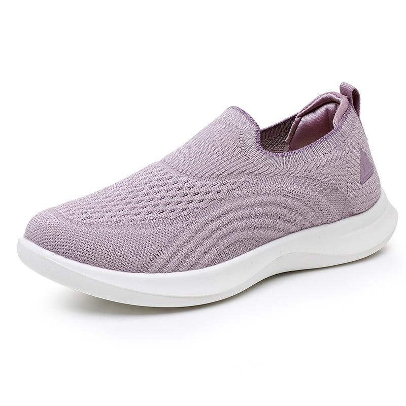 Fashion Breathable Mesh Women's Knit Sneakers Lightweight Non Slip Comfortable Casual Sports Shoes Summer Solid Low-Top Walking Footwear