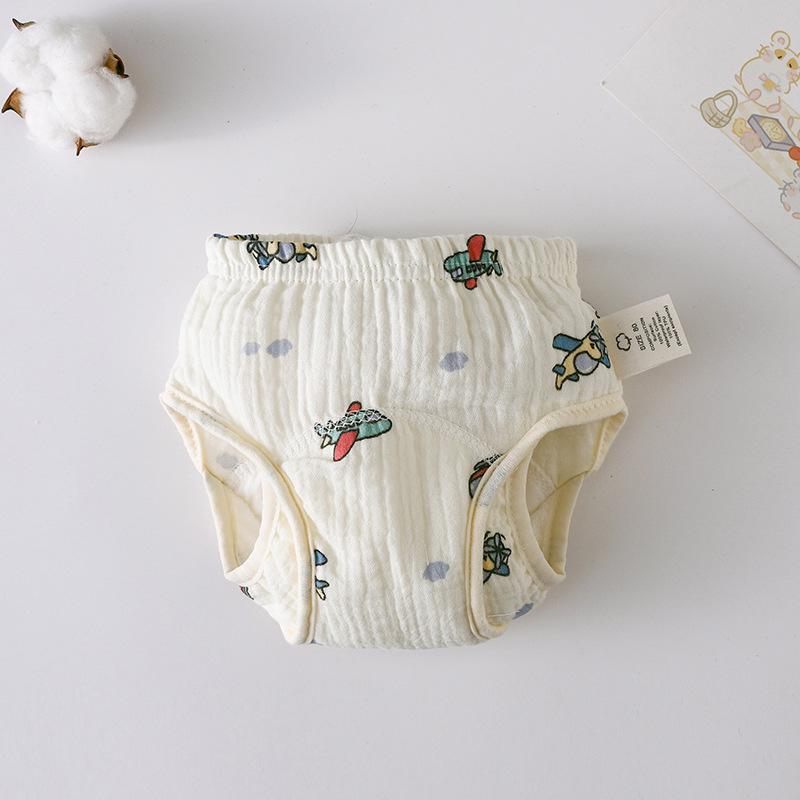 Korean Style Winged Baby Gauze Pull-up Pants: Pure Cotton Diaper Cover & Training Pants