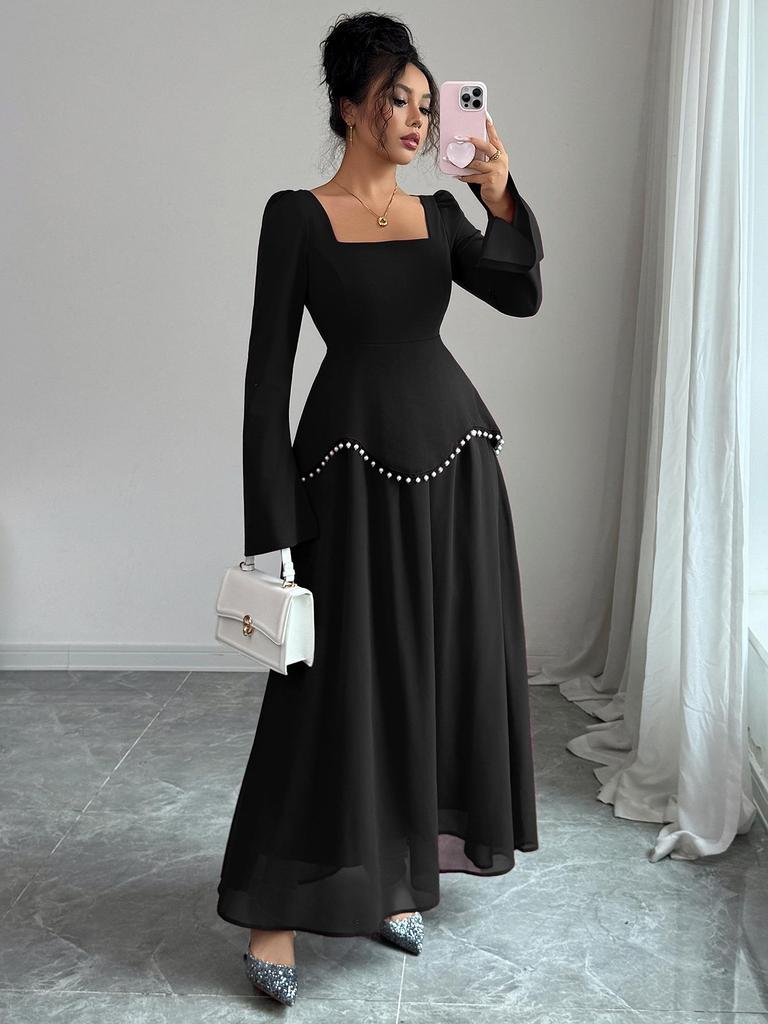 Abito da sera elegante a maniche lunghe Europa transfrontaliera 2025 - Abito da donna Autunno Inverno