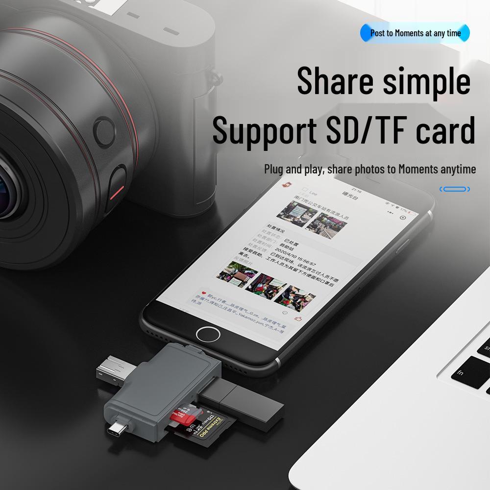 Universal 7-in-1 Multi-Function Card Reader for SD/TF - Compatible with Mobile Phones, Tablets, Apple, and Android Devices