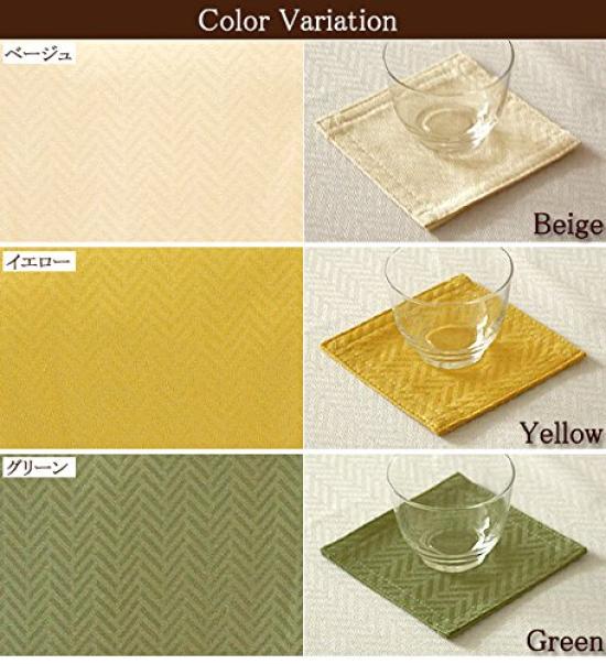 Cleib Herringbone Water-Repellent Coasters, Set of 10, Approximately 12x12cm, Green, FS006