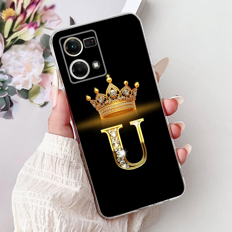 For Oppo F21 Pro 4G Case Reno7 4G CPH2363 New Crown Letters Cover Soft Silicone Phone Case For Oppo Reno8 Reno 7 F21Pro 4G Shell