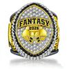 Inele de Campionat Fantasy Football 2026 Aliaj Clasic Bicolor Aur Negru Strasuri Trofeu Câștigător Ligă Fantasy Nume Personalizat