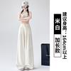 Women's High Rise Wide Leg Suit Pants Loose Straight Leg Viscose Trousers Thin Pocket Elegant Office Casual Summer Long Pants Two Length