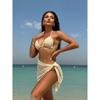 Sexy Bikini Set Women Halter Push Up Bra Skirt 3 Piece Swimsuit Summer Bathing Suit Cover Up Thong Swimwear Biquini