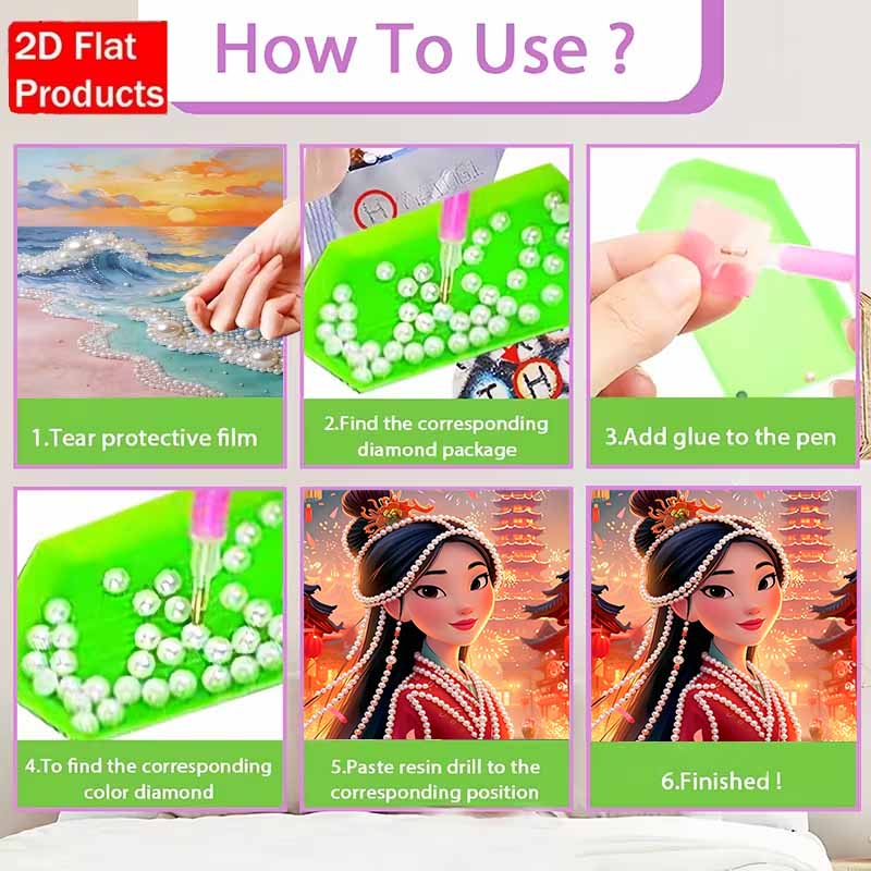 Disney Pearl Painting Pearl Aesthetic Mulan for Beginners and Adults, DIY Pearl Diamond Art Painting Kit for Home Wall Decor Gifts