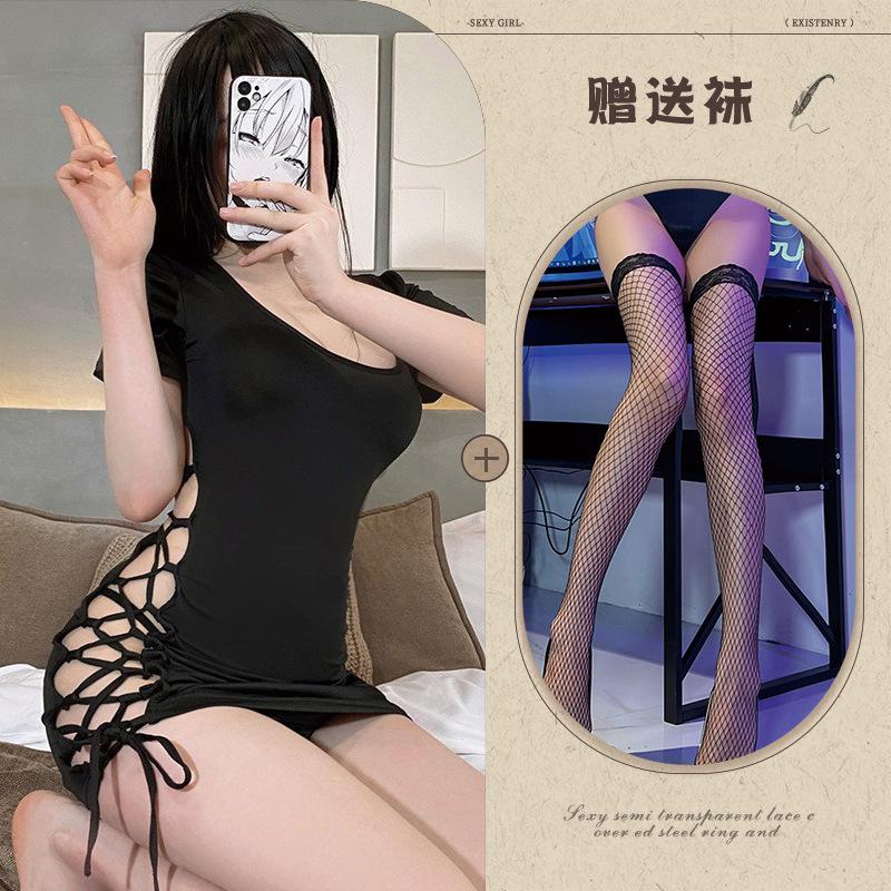 Erotic Lingerie Passionate Hot Leopard Print Sexy Onesie Flirting Open Tie Seduction Bed Passion Suit Woman