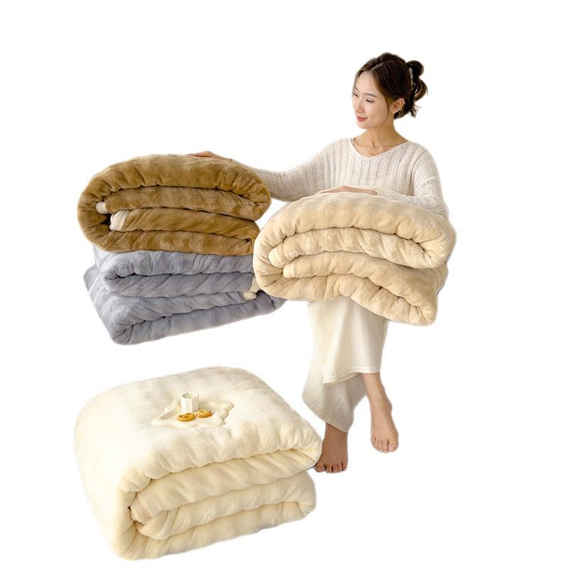 Dual-Sided Thick Flannel & Coral Fleece Nap Blanket