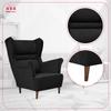 Zoja Scandinavian Family Meble Wing Chair, Black Velvet, Shading