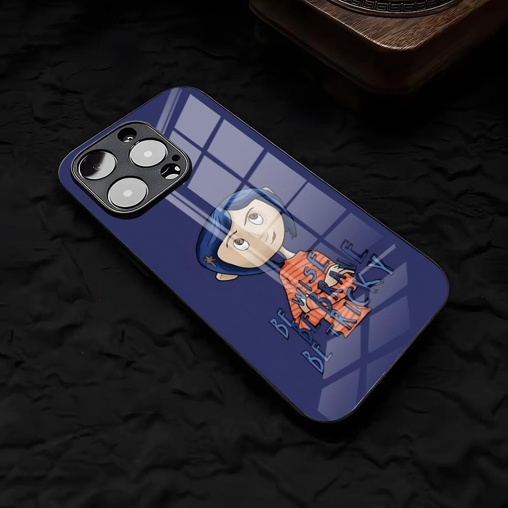 

Movie C-CoralineS Phone Case For IPhone 17 Air 16 E Pro Max 15 14 13 Mini 12 Pro 11 Max Plus Black Glass Cover iPhone 11