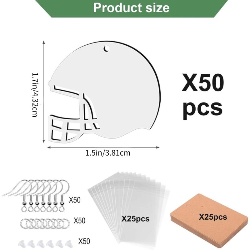 50 Pcs Sporty Sublimation Wood Earrings Football Ear Drops Unique Helmets Earwear Jewelry Accessories for Active Women
