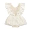 Baby Lace Trim Mesh Romper Bodysuit Soft Breathable Fabric One Piece Infant Outfit for 0 to 24 Months