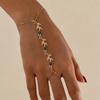 Personalized Green Zircon Leaves Tassel Chain Finger Bangle for Women Gold Color Geometry Knuckle Ring Bracelets Jewelry Gift