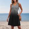 Women's Summer V-neck Casual Beach Vacation Style Gradient Sleeveless Patchwork Dresses