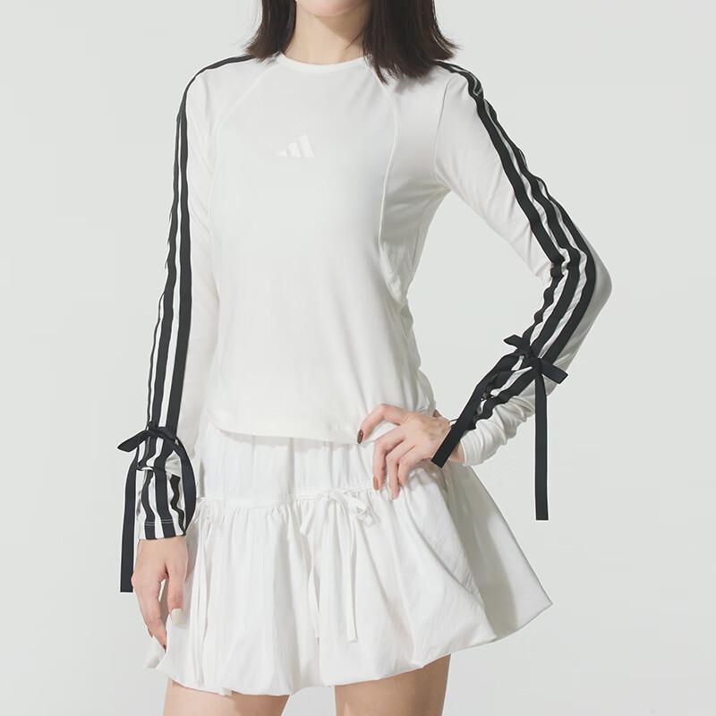 Adidas Dance Slim Fit Detachable Bow Round Neck Long Sleeve T-Shirt Women Tops KG3861