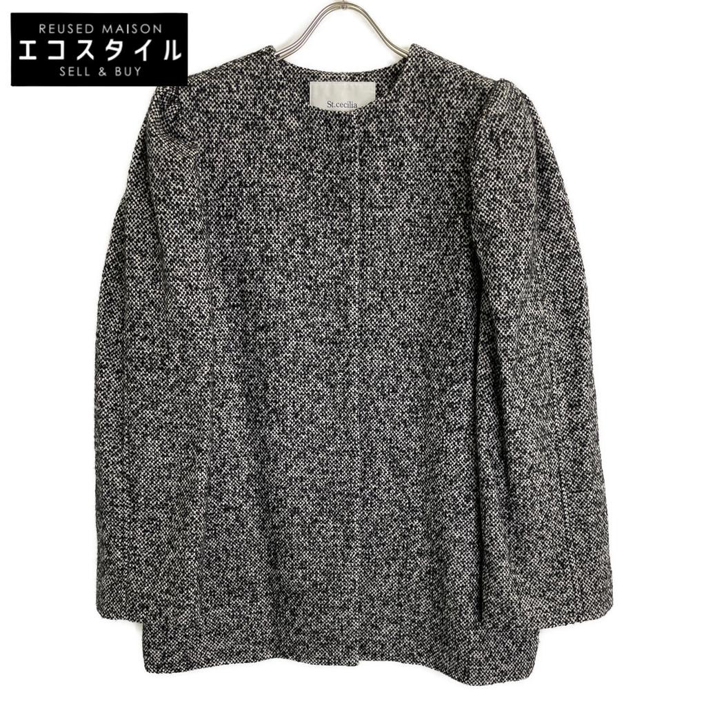 St.cecilia 232E3122 Grey Wool Silk Puff Sleeve Coat Jacket Jacket F grayUsed