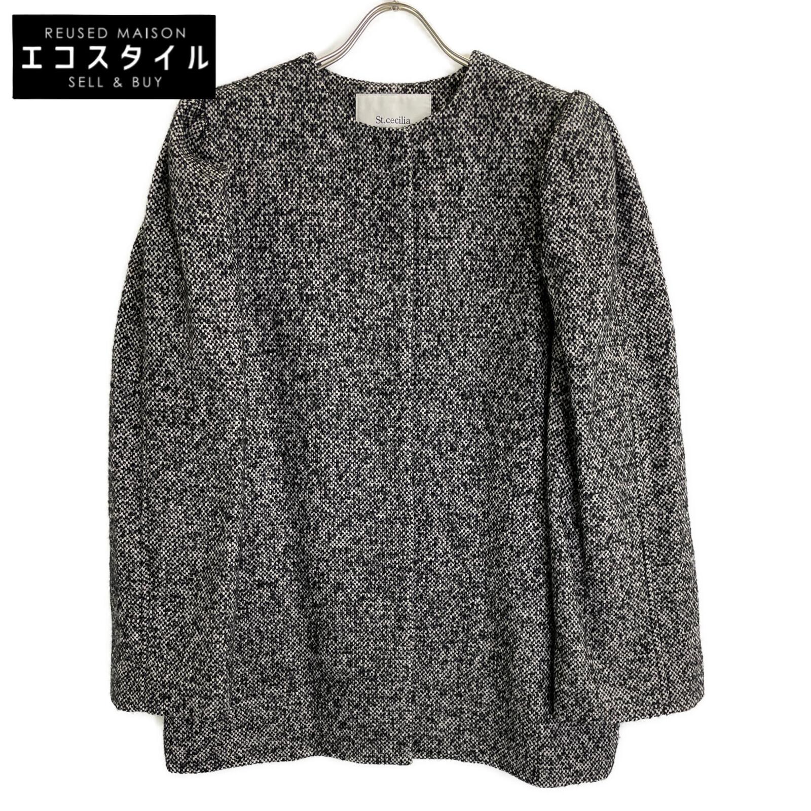 

St.cecilia 232E3122 Grey Wool Silk Puff Sleeve Coat Jacket Jacket F grayUsed