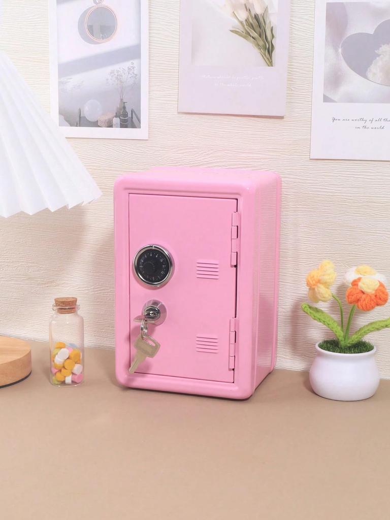 Locking Piggy Bank - Dual Combo & Key Lock Mini Safe, Personal Small Storage Box For Coins, Cash, Jewelry Collection