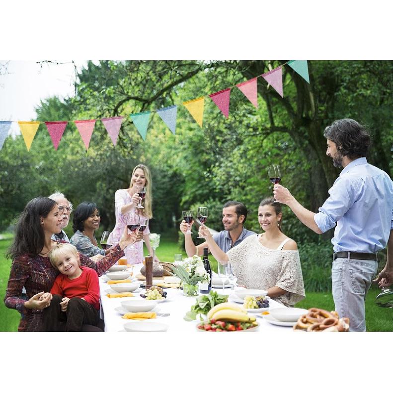 72 Flags Imitated Burlap Pennant Banner Multicolor Fabric Triangle Flag Bunting for Summer Party and Festival Classroom Hanging Decoration