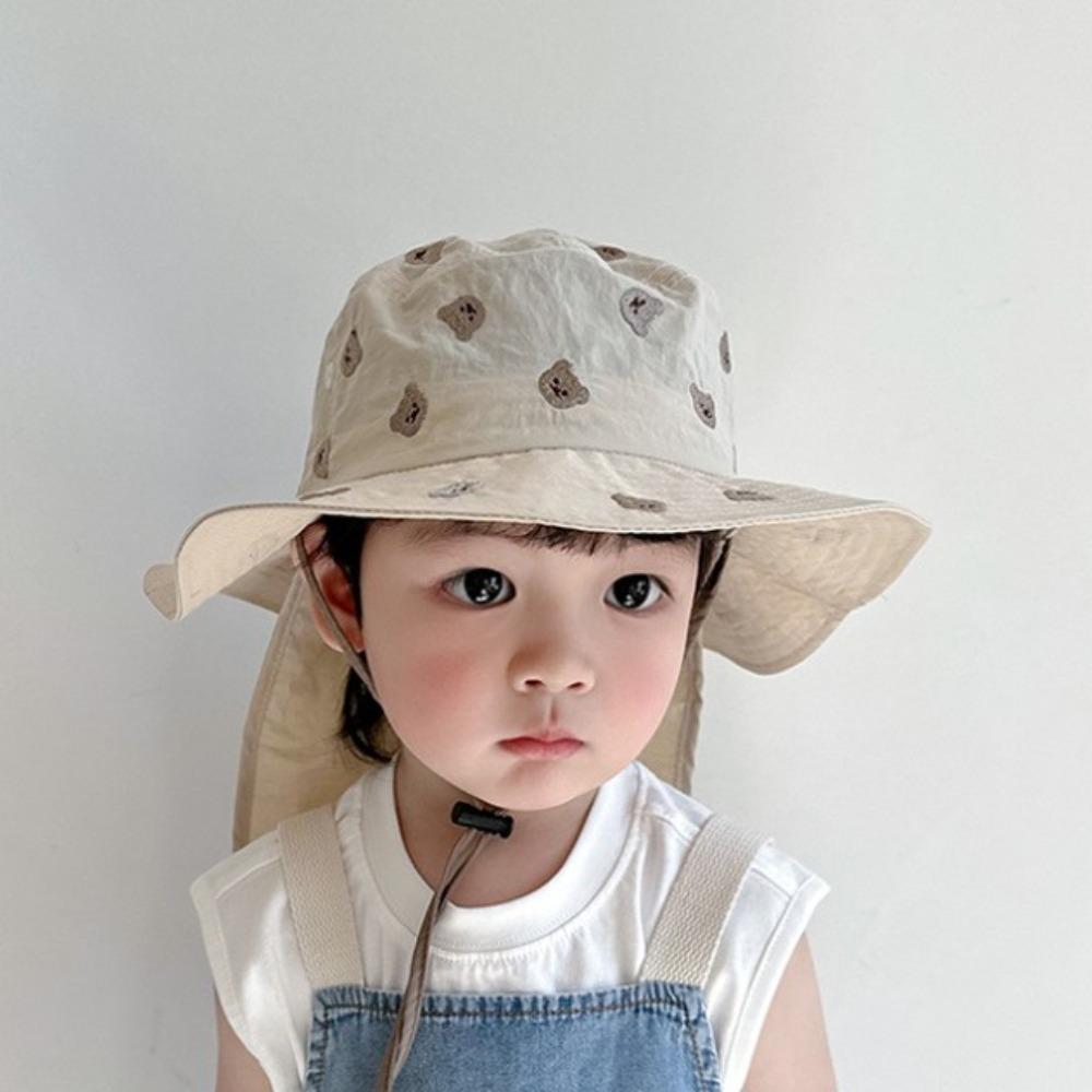 Cartoon Embroidery Baby Sun Hat Kawaii Summer Fisherman Hat  Apparel Accessories