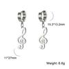My Shape Fashion Music Note Pendant Earrings for Men Women Stainless Steel Circle Clip Earring Punk Jewelry for Party Concert