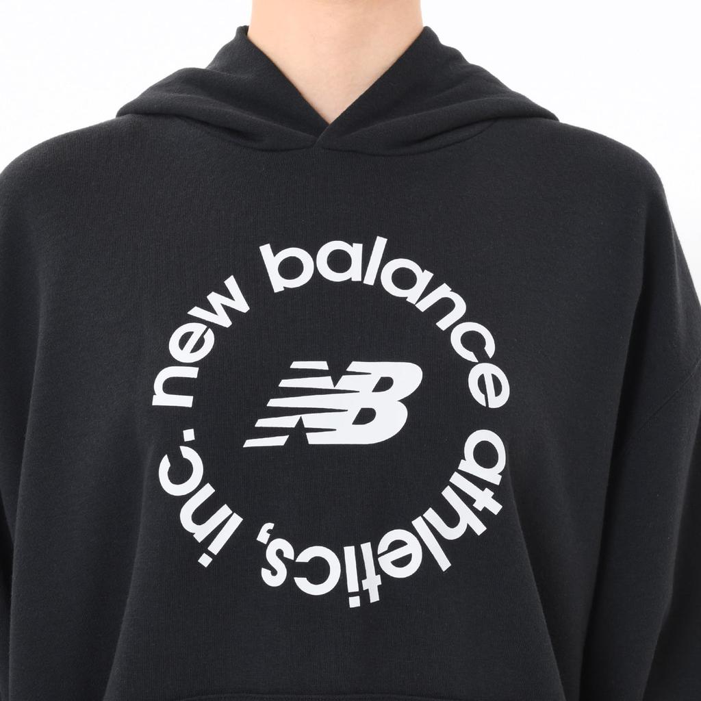 Sport French Terry Oversized Graphic Hoodie Parka BK [New Balance] Women's (Fleece Fleece) (WT43507) (Black)
