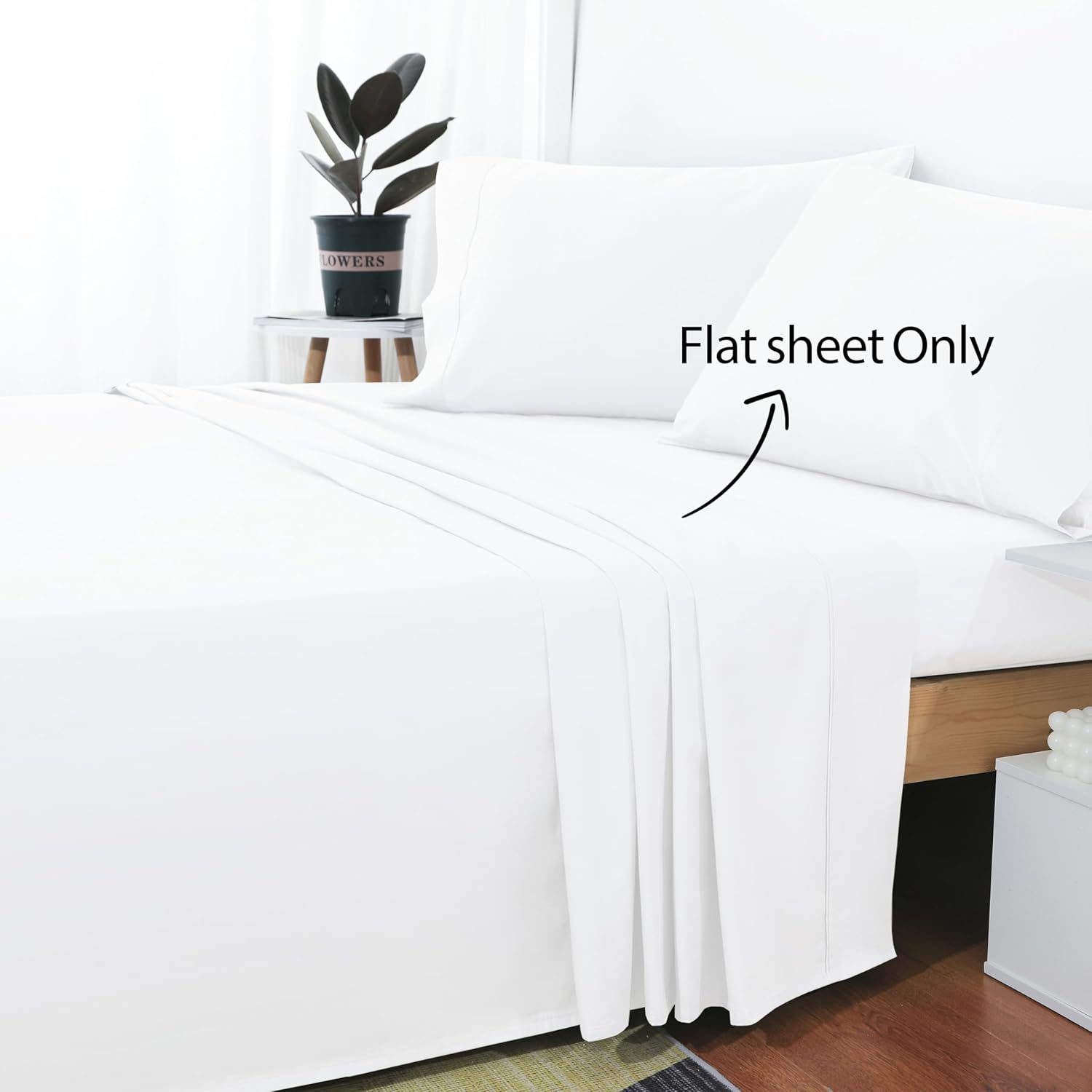 

Luxury King Size Flat Sheet -100 % Egyptian Cotton, Beutifull White Plain Color,Soft Fabric, 600 Tc Size 108 x 110 Inch, Heavy Tc Bed Flat Sheet Queen , King , twin , Super King, Uk King , Double белый