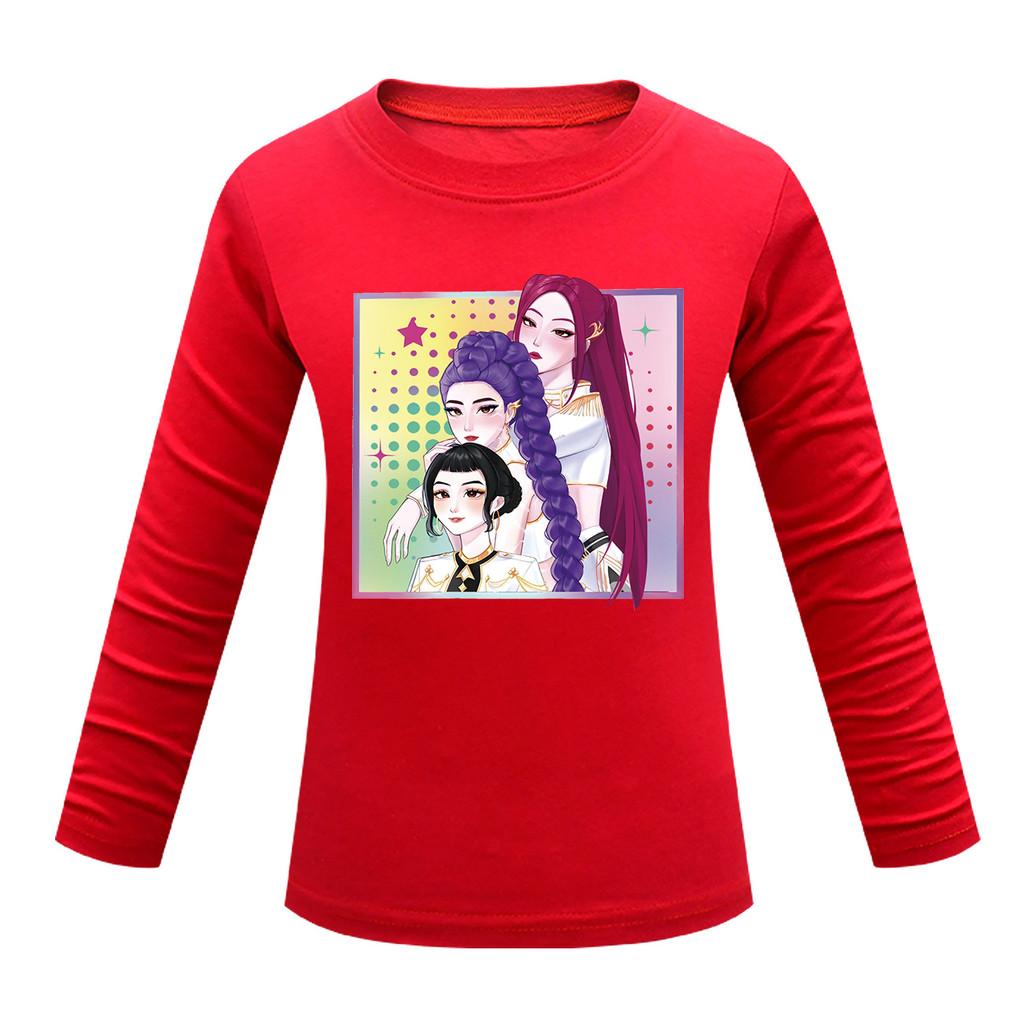 Dětské Dívčí Anime Kreslené K-POP Rumi Zoey Mira Potištěné Ležérní Tričko s Dlouhým Rukávem Top