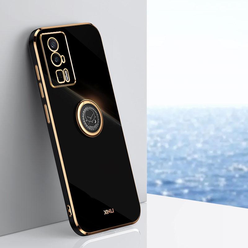 

XINLI For Xiaomi Poco F5 Pro 5G/Redmi K60 Pro 5G/K60 5G Kickstand Phone Case,Fall Protection Electroplating TPU Back Cover Black