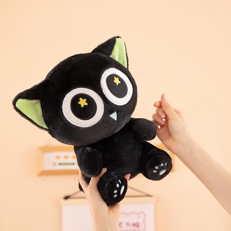 Luo Xiaohei Plush: Big-Eyed Black Cat Figure Gift