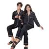 Couple's Ice Silk Pajamas for Spring/Autumn - Red Luxury Loose-Fit, Plus-Size Available for Men & Women