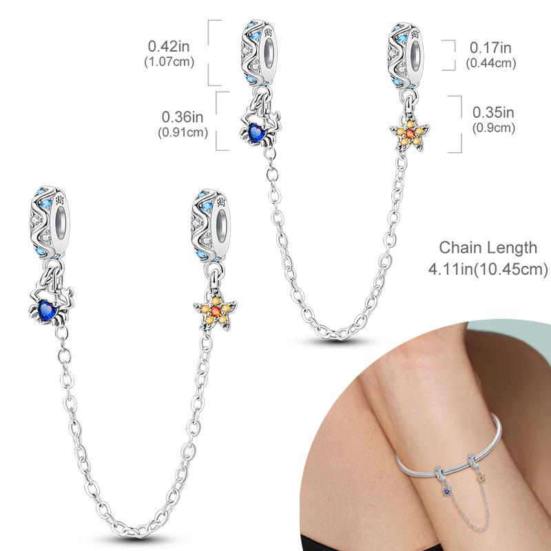 New Silver Plated Charms Beads Turtle Starfish Shell Sea Blue Summer Beads Fit Original Charms DIY Woman Jewelry Gift
