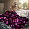 Neon Skull Swirl Flannel Blanket Warm Soft Halloween Christmas Decorative Couch Warm Cozy All-Season Gift