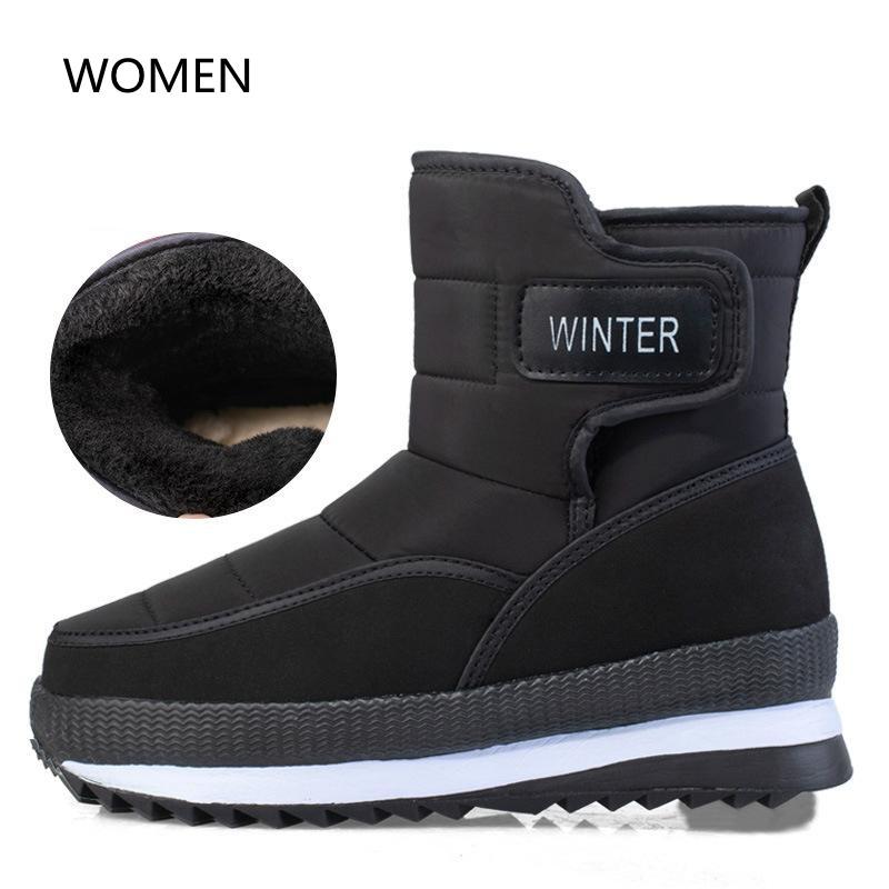Large Winter New Thickened Cotton Shoes Middle-aged Elderly Plush Warm Snow Boots Non Slip Waterproof