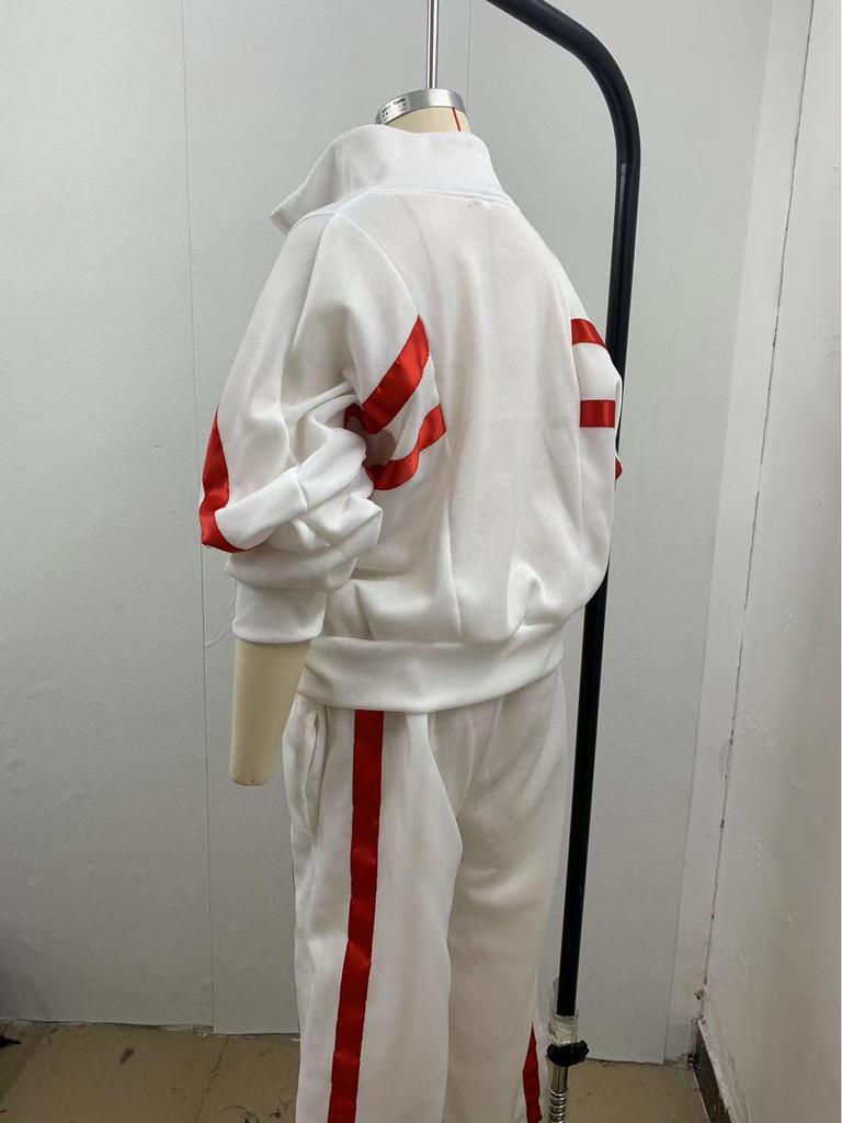 2025 Women's Striped Zipper Jacket & Casual Sportswear Set - Spring/Summer Collection