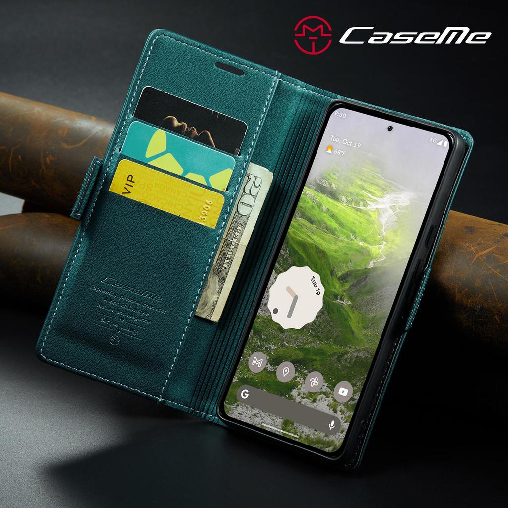 CaseMe-023 For Google Pixel 8 9 Pro/ Pixel 10/11 Pro XL 10A Luxury Magnetic Flip PU Leather Case Wallet Card Slots Cover Stand Protectives Skins Shell